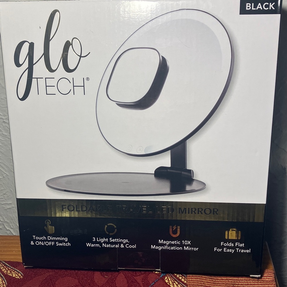 Black Foldable Travel LED Vanity Mirror